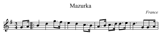 Mazurka - staff notation