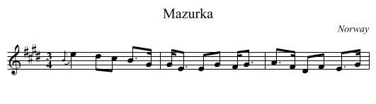 Mazurka - staff notation