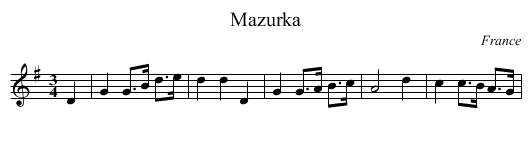 Mazurka - staff notation