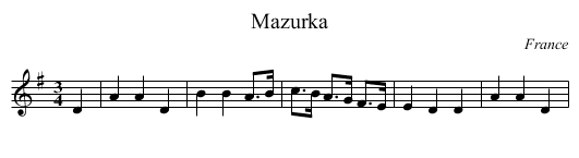 Mazurka - staff notation
