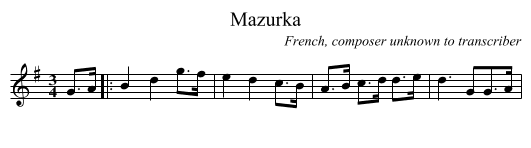 Mazurka - staff notation