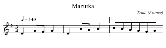 Mazurka - staff notation