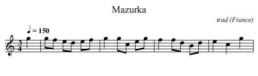 Mazurka - staff notation