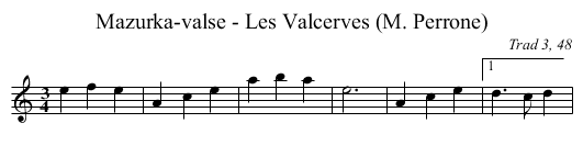 Mazurka-valse - Les Valcerves (M. Perrone) - staff notation