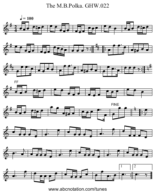 M.B.Polka. GHW.022, The - staff notation