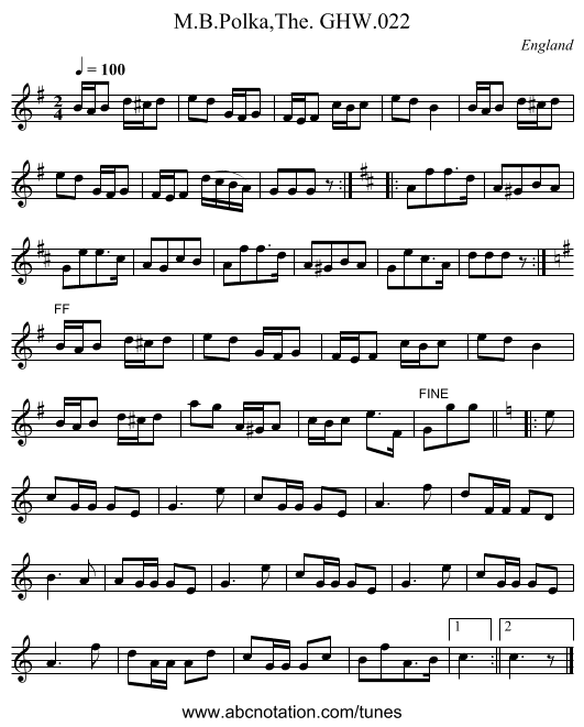 M.B.Polka,The. GHW.022 - staff notation