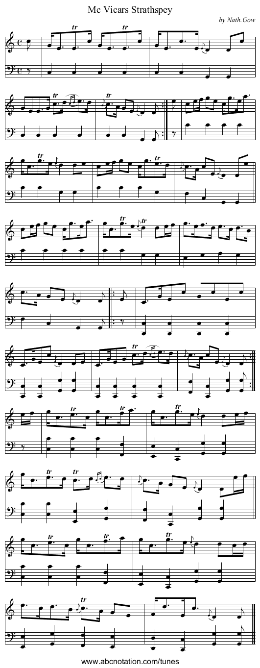 Mc Vicars Strathspey - staff notation