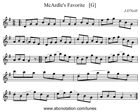 McArdle's Favorite   [G] - staff notation