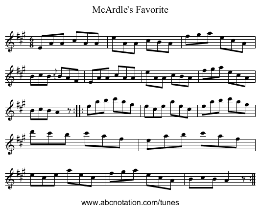 McArdle's Favorite - staff notation