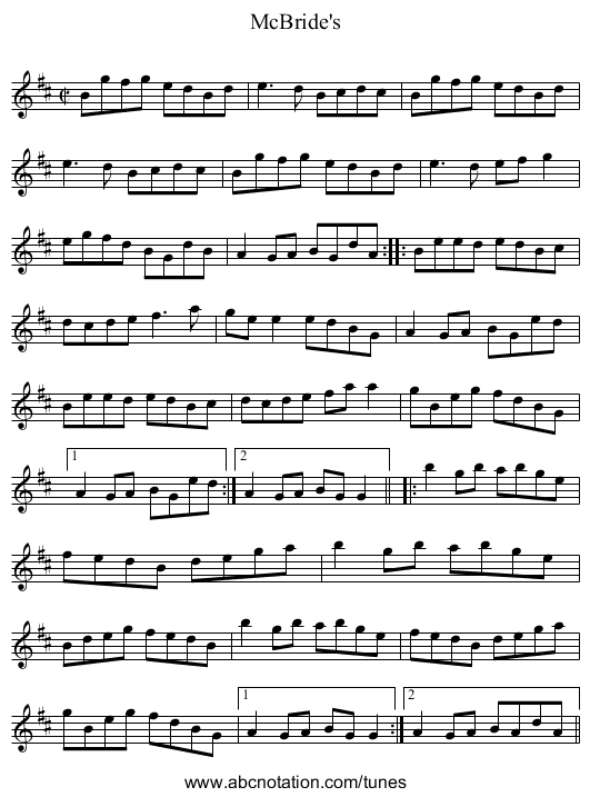 McBride's - staff notation