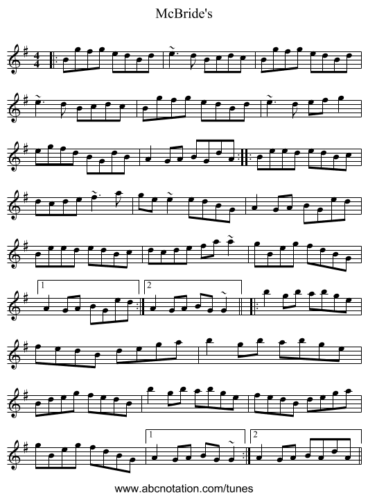 McBride's - staff notation