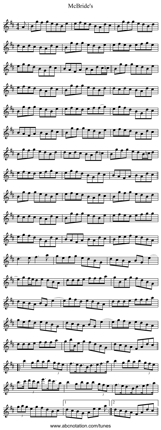 McBride's - staff notation