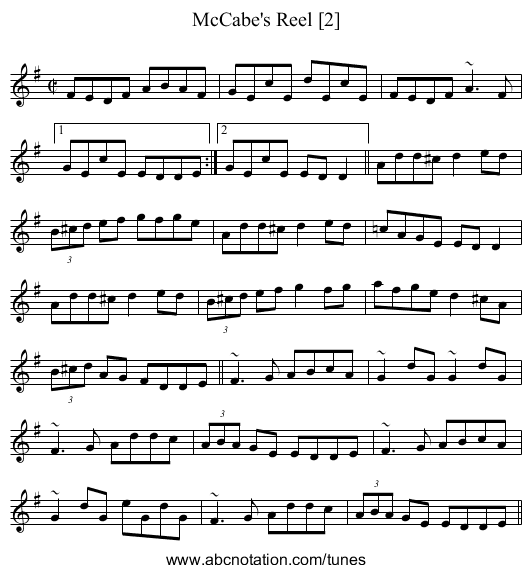 McCabe's Reel [2] - staff notation