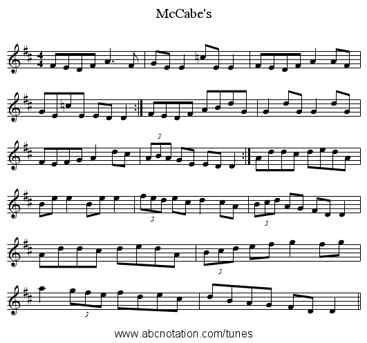 McCabe's - staff notation