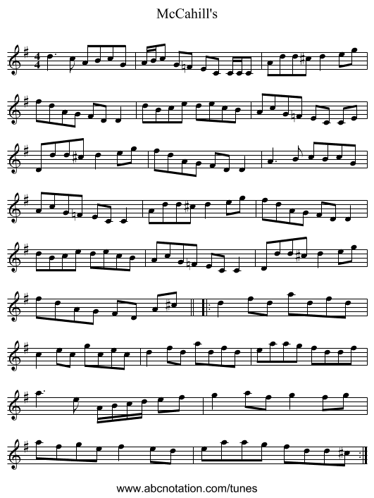McCahill's - staff notation