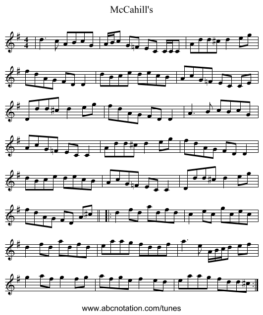 McCahill's - staff notation