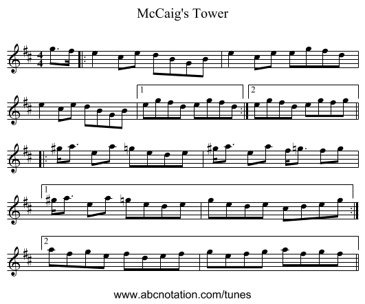 McCaig's Tower - staff notation