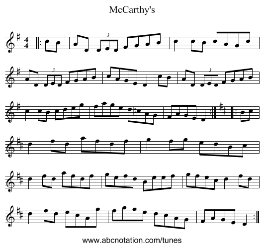 McCarthy's - staff notation