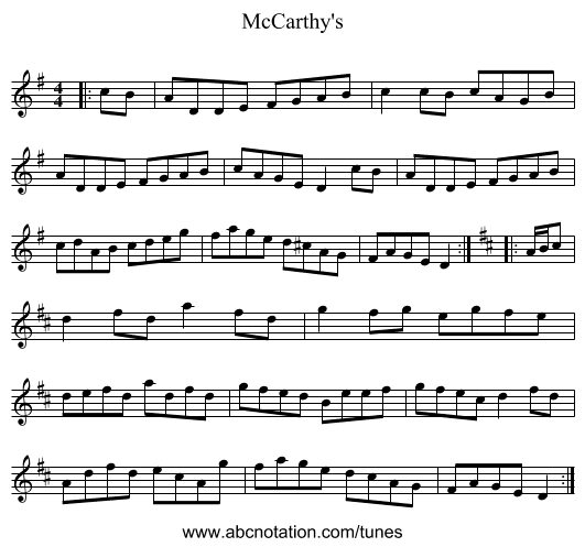 McCarthy's - staff notation