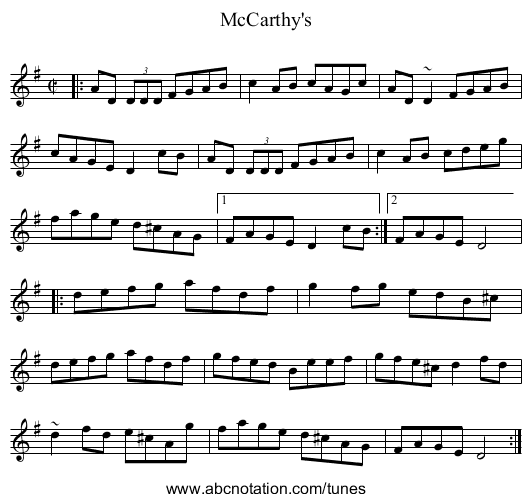 McCarthy's - staff notation