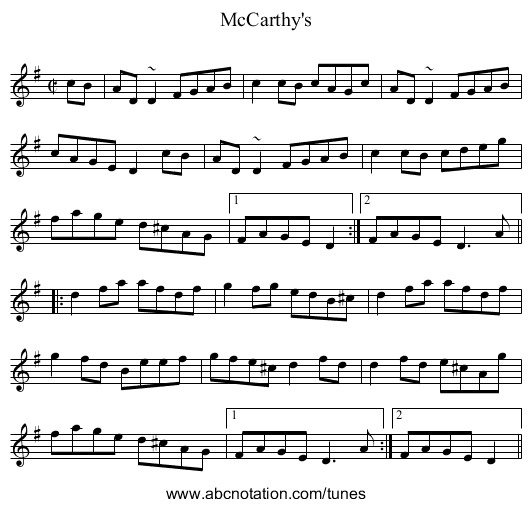 McCarthy's - staff notation