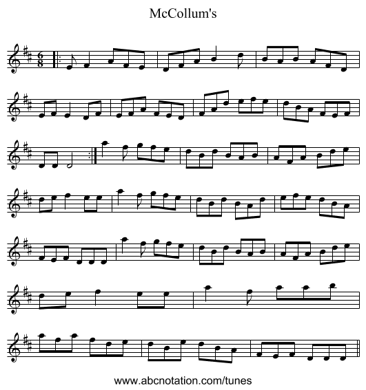 McCollum's - staff notation