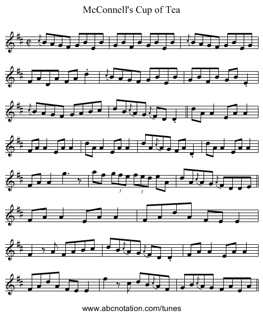 McConnell's Cup of Tea - staff notation