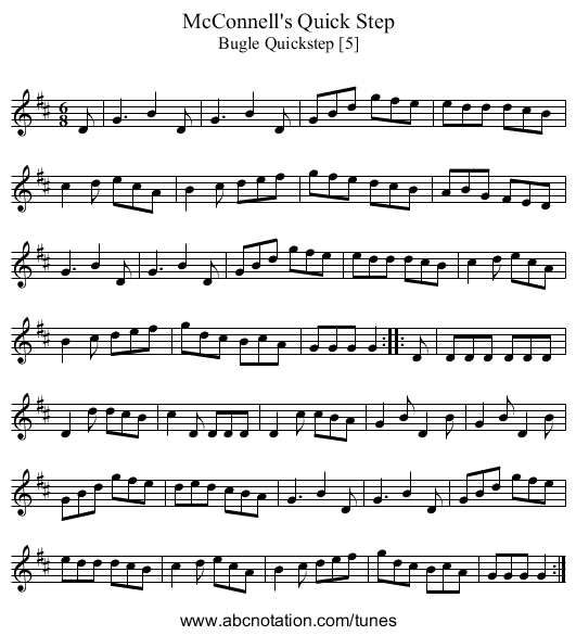 McConnell's Quick Step - staff notation