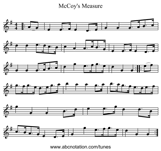 McCoy's Measure - staff notation