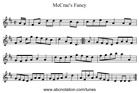 McCrae's Fancy - staff notation
