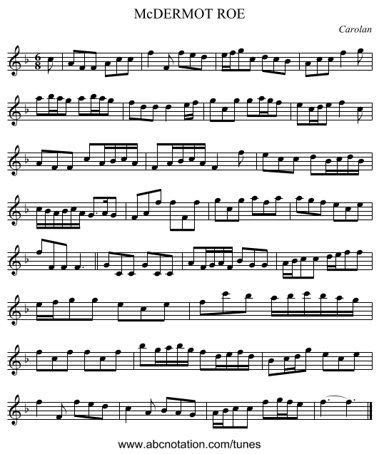 McDERMOT ROE - staff notation