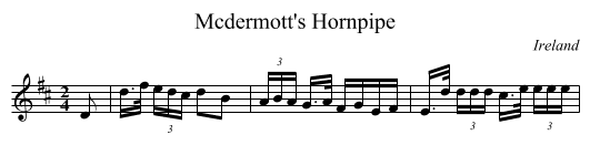 Mcdermott's Hornpipe - staff notation