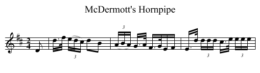 McDermott's Hornpipe - staff notation
