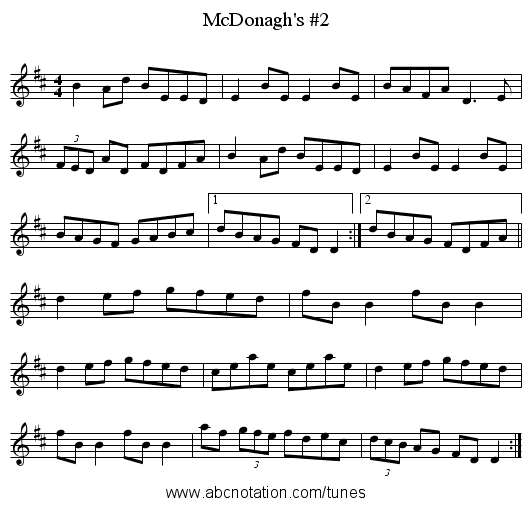 McDonagh's #2 - staff notation