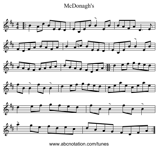 McDonagh's - staff notation
