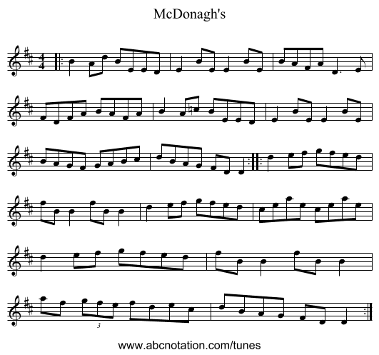 McDonagh's - staff notation