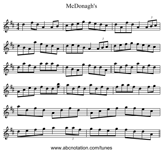 McDonagh's - staff notation