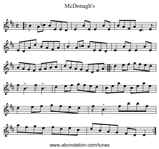 McDonagh's - staff notation