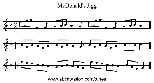 McDonald's Jigg - staff notation