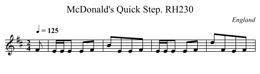 McDonald's Quick Step. RH230 - staff notation
