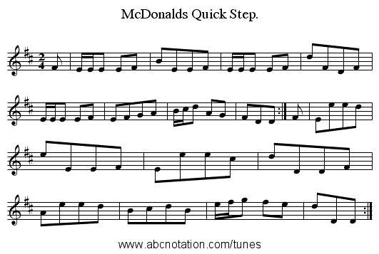 McDonalds Quick Step. - staff notation