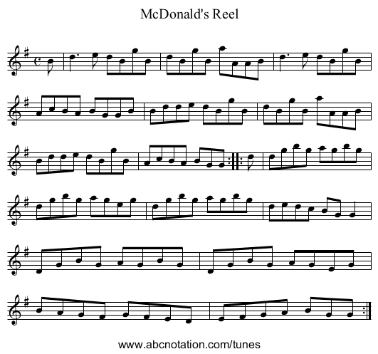 McDonald's Reel - staff notation