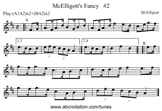 McElligott's Fancy   #2 - staff notation