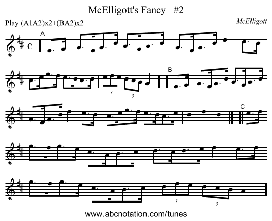 McElligott's Fancy   #2 - staff notation