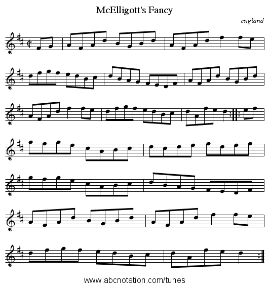 McElligott's Fancy - staff notation