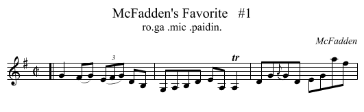 McFadden's Favorite   #1 - staff notation