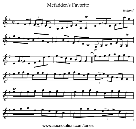 Mcfadden's Favorite - staff notation