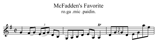 McFadden's Favorite - staff notation