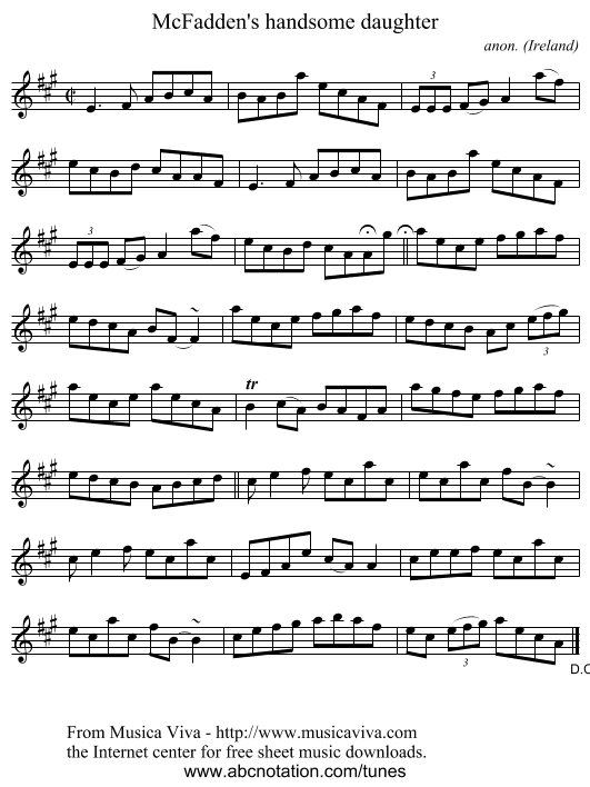 McFadden's handsome daughter - staff notation