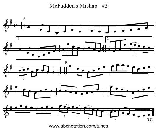 McFadden's Mishap   #2 - staff notation